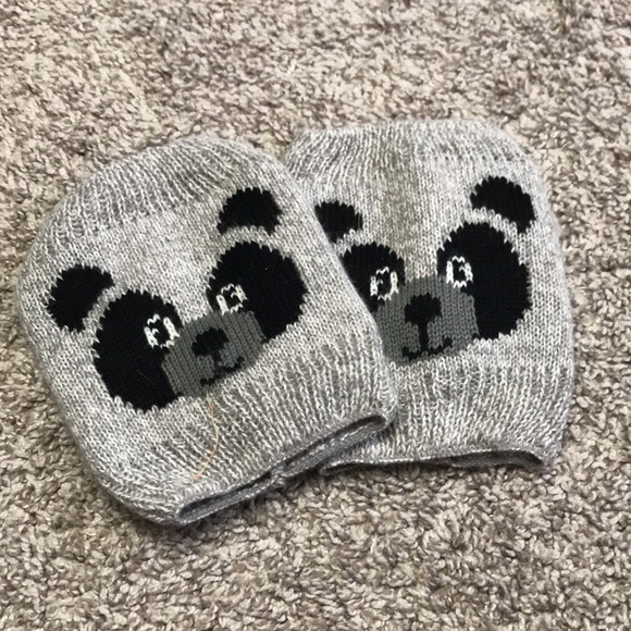 Panda Bear Boot Cuffs Gray/Grey and Black Winter - Picture 2 of 7